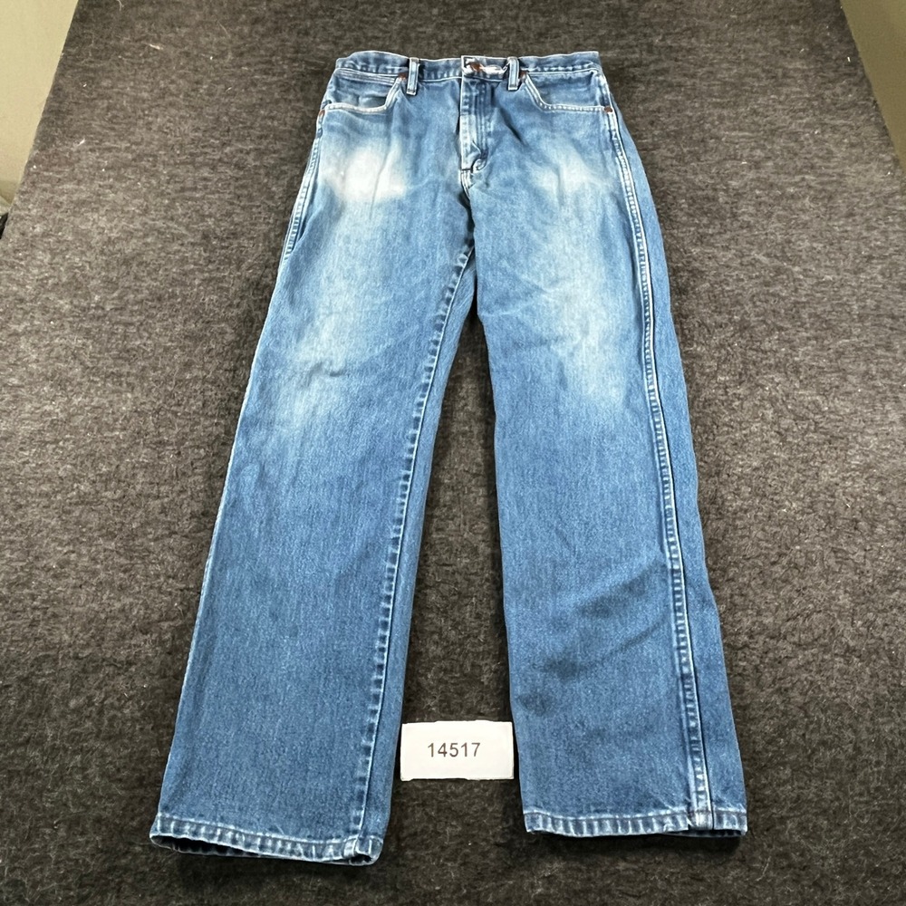 Wrangler Jeans Men 33x34 Blue Denim 100% Cotton Stretch Medium Wash Straight Leg